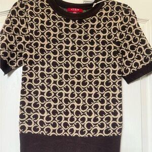 Guess Brown and Cream Knit Sweater
